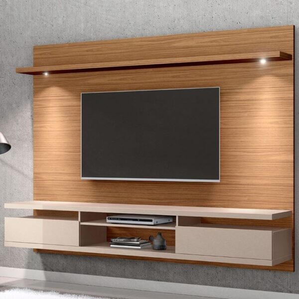 Wooden Wall Mounted Stripes & TV Console Unit Design