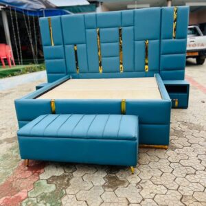 Complete Gold Steel Padded Bedframe