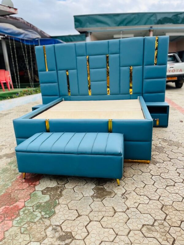 Complete Gold Steel Padded Bedframe