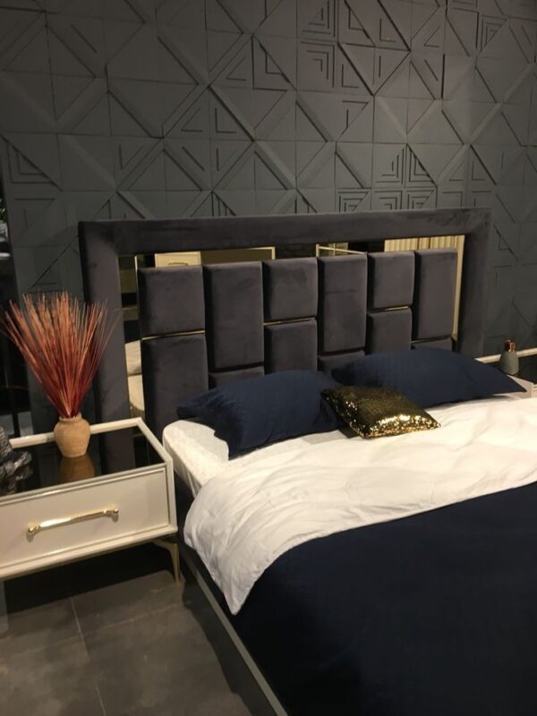 Complete Gold Steel Padded Bedframe