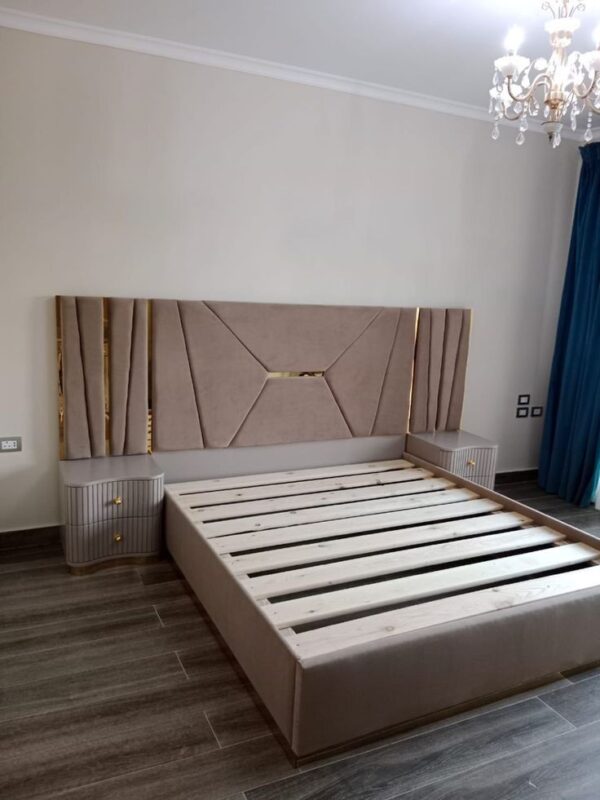 High End Gold Plated Finish Edge to the Headboard Padded Bedframe