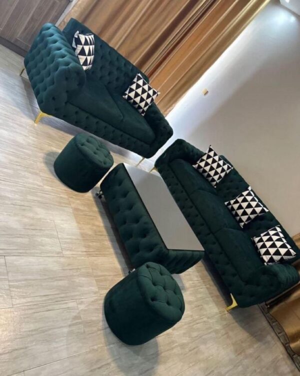 Dark Green Button 2 Sets Sofa & Tables
