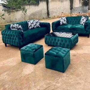 Dark Green Button 2 Sets Sofa & Tables