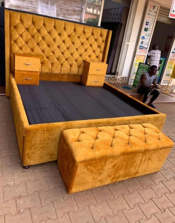 Custom Made Padded Suede Upholstered Bedframe
