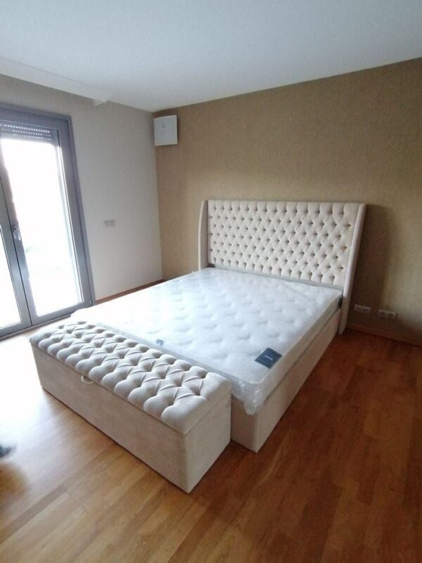 Custom Made Padded Suede Upholstered Bedframe