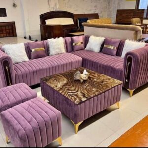Lilac & Gold plating Living Room Sofa Furniture Set Design