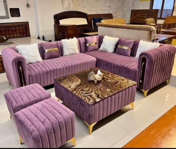 Lilac & Gold plating Living Room Sofa Furniture Set Design