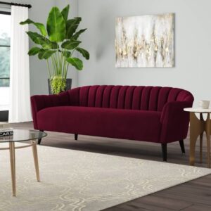 3- Seater Burgundy Velvet Sofa Set Design
