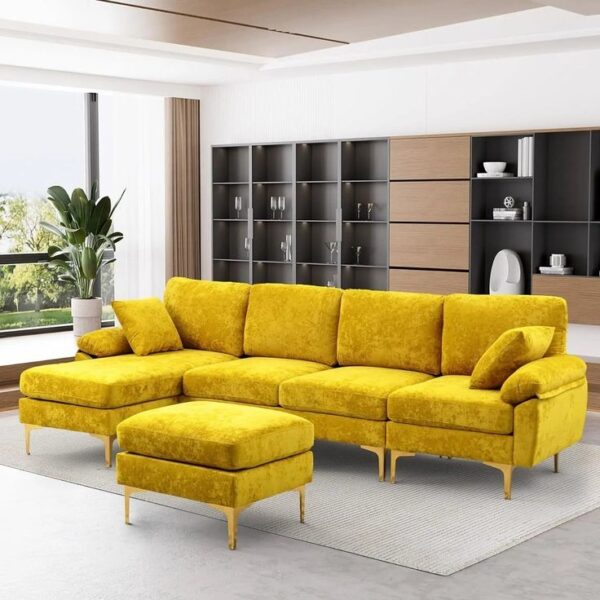 Suede Velvet Sectional Sofa Design