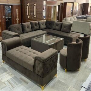 Blue Grey Living Room Sofa Set