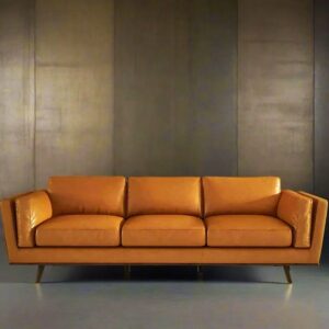 Macastle Orange Leather 3 Seater Sofa Design