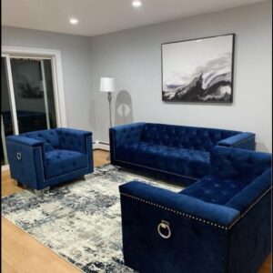Bespoke Blue Suede Velvet Sofa Design