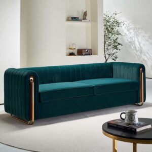 Latest Dark Green Tuxedo Sofa Design With Gold plating