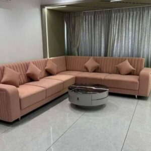 Macastle Plush Light Brown L Shaped Sofa