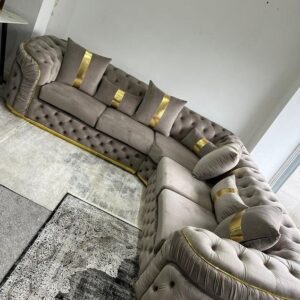 Luxury Velvet L-shaped Sofa Set Design